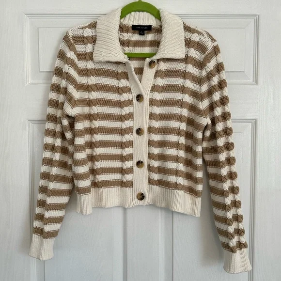 Ann Taylor Striped Cable Sweater - size L & NWT - Picture 5 of 9